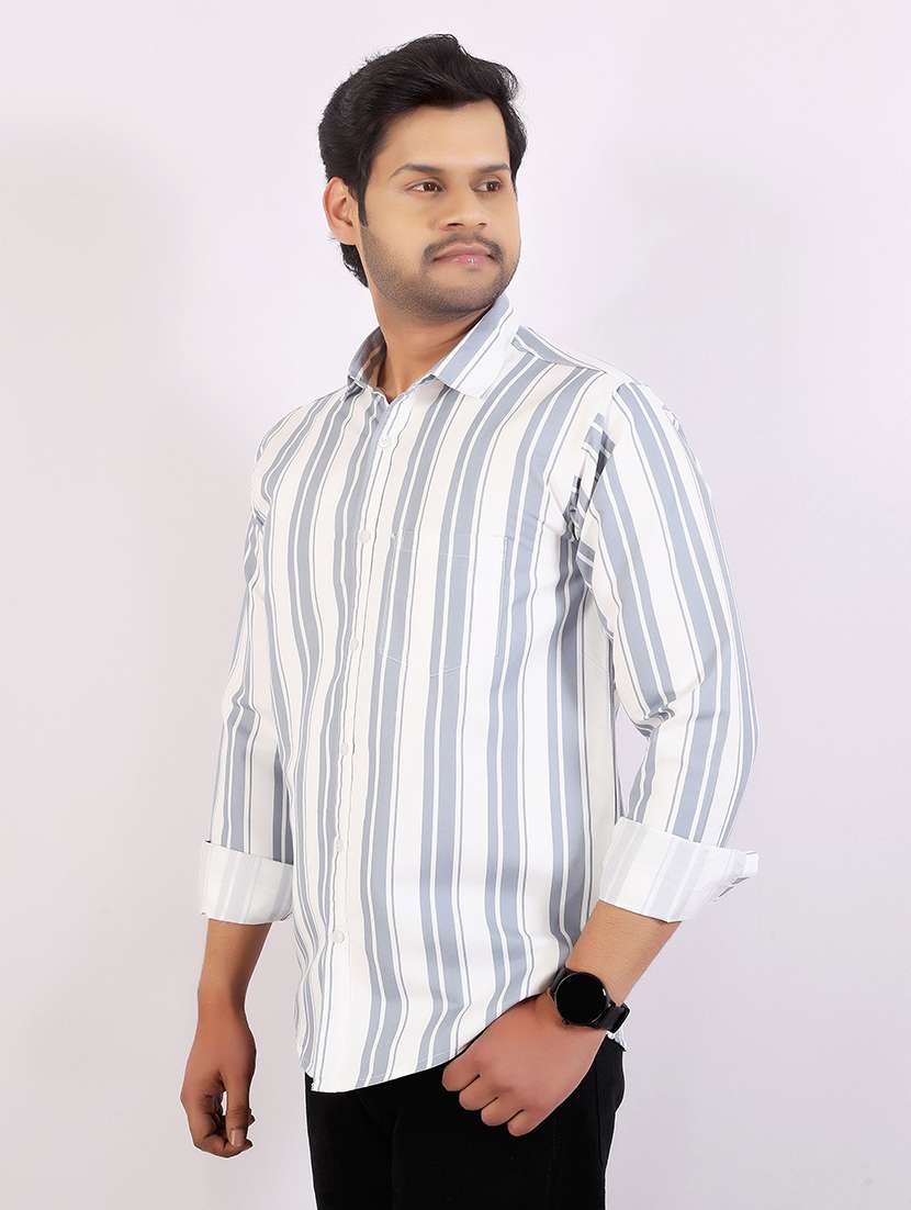 men striped long sleeve regular fit casual shirt - 22407992 -  Standard Image - 3