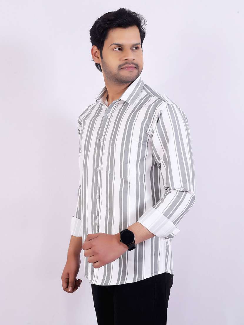 men striped long sleeve regular fit casual shirt - 22407994 -  Standard Image - 3