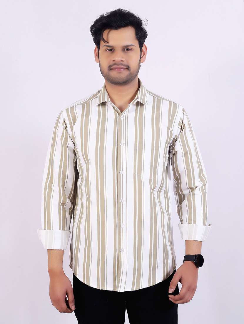 men striped long sleeve regular fit casual shirt