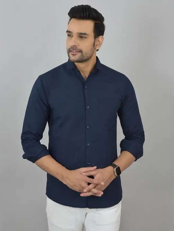 men solid long sleeve regular fit casual shirt