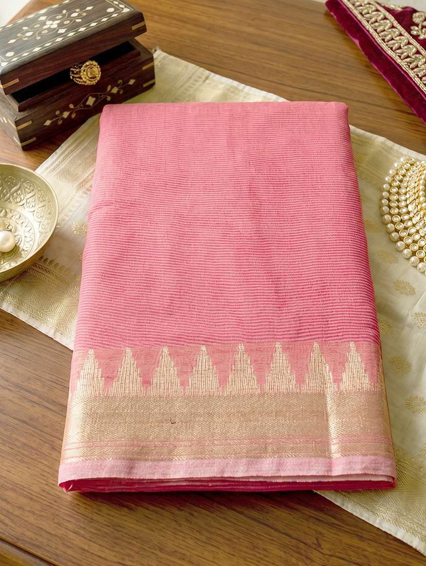 women solid handloom saree with blouse - 22408067 -  Standard Image - 3