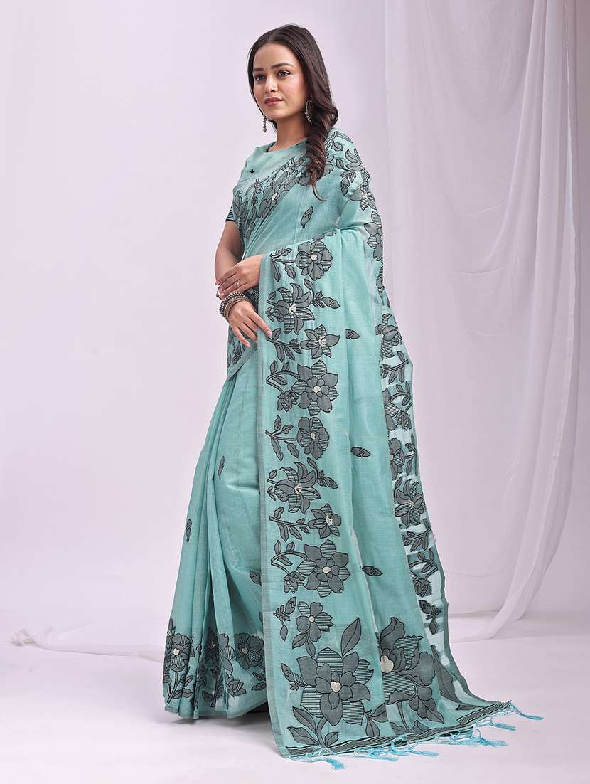 Women Self Design Bordered Saree With Blouse - 22408094 -  Standard Image - 3