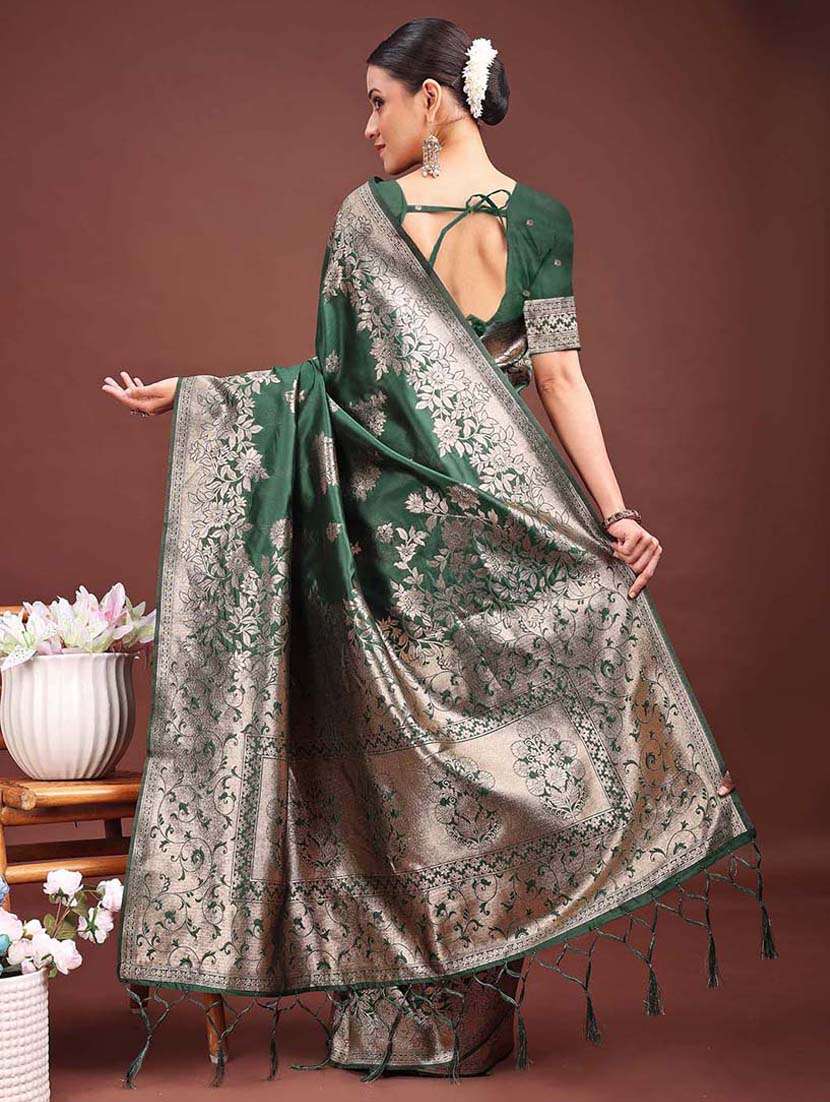 women self design banarasi saree with blouse - 22408123 -  Standard Image - 3