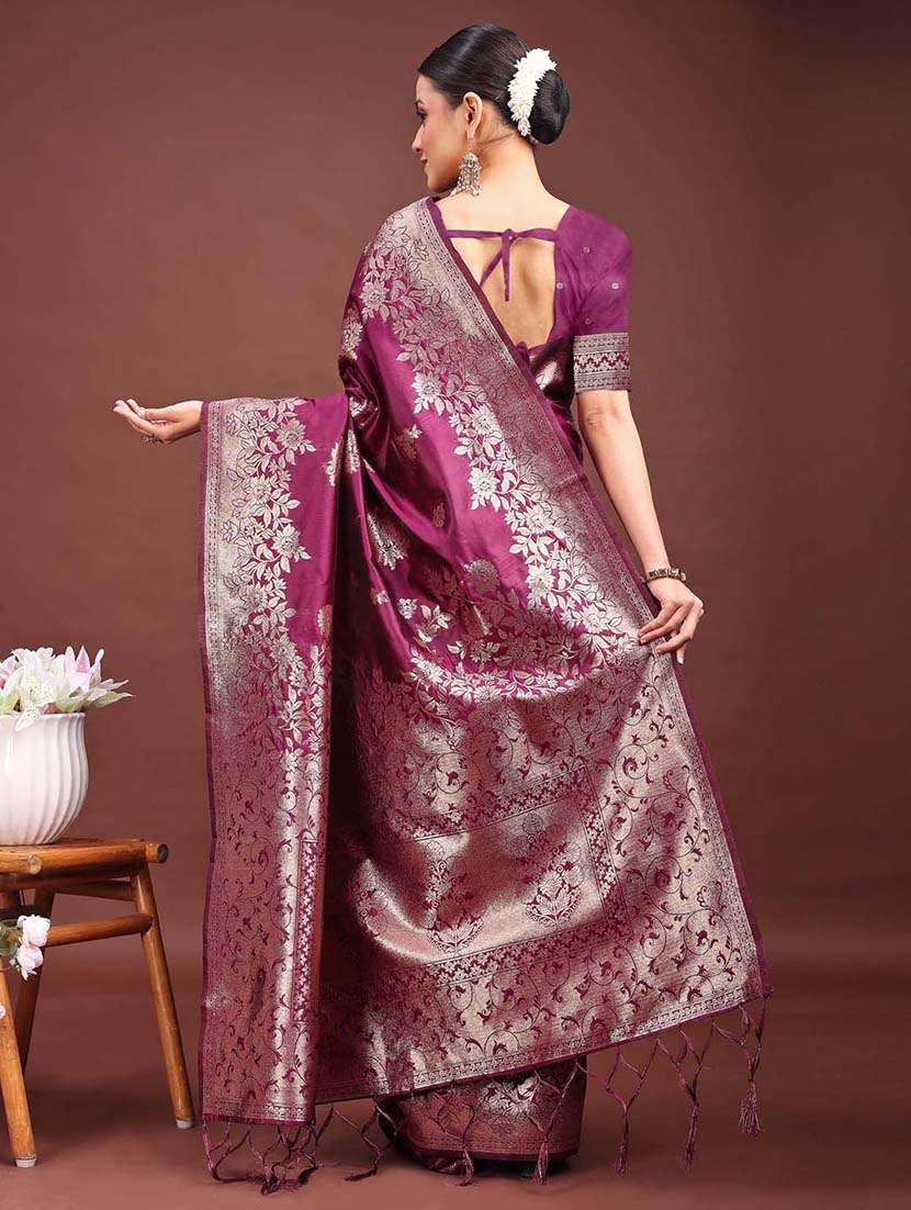 women self design banarasi saree with blouse - 22408124 -  Standard Image - 3