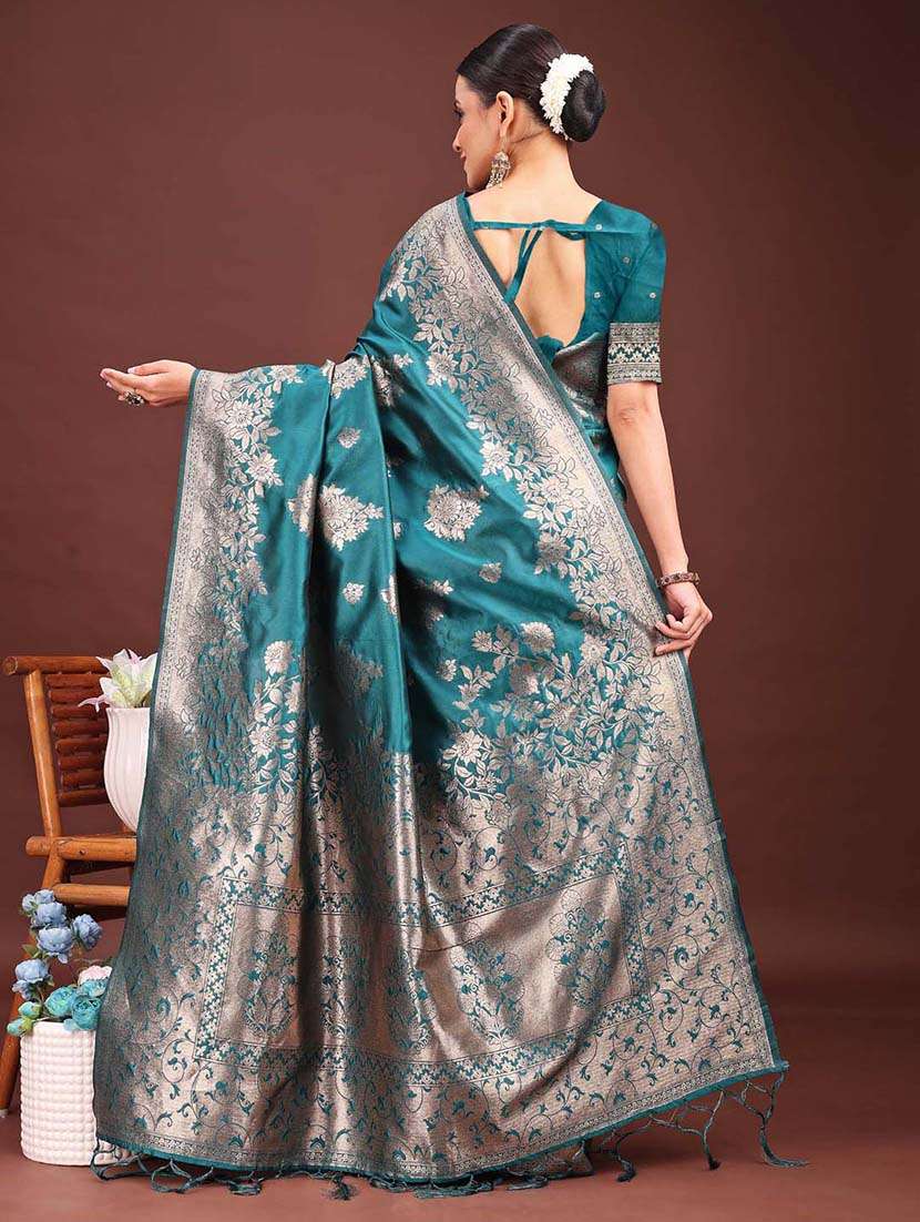 women self design banarasi saree with blouse - 22408128 -  Standard Image - 3