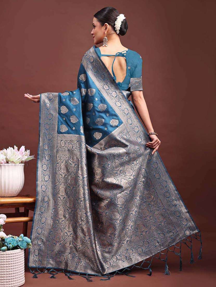 women self design banarasi saree with blouse - 22408129 -  Standard Image - 3