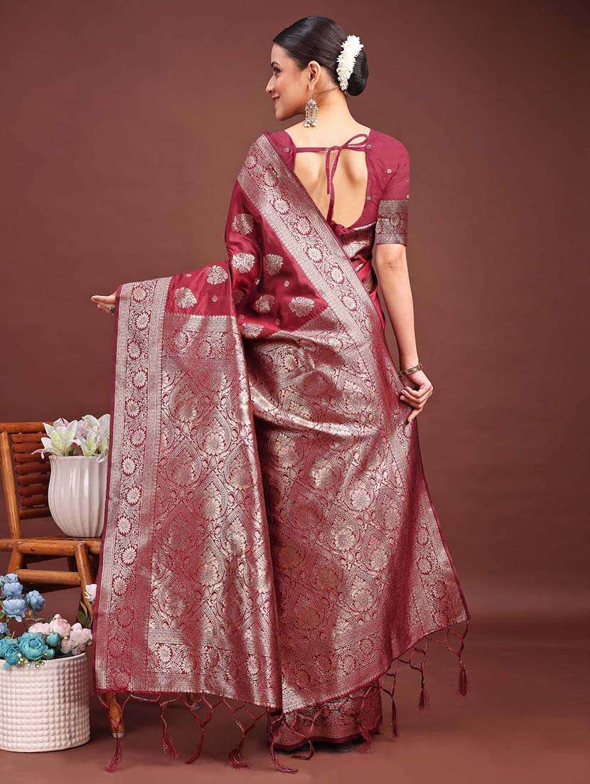 women self design banarasi saree with blouse - 22408132 -  Standard Image - 3