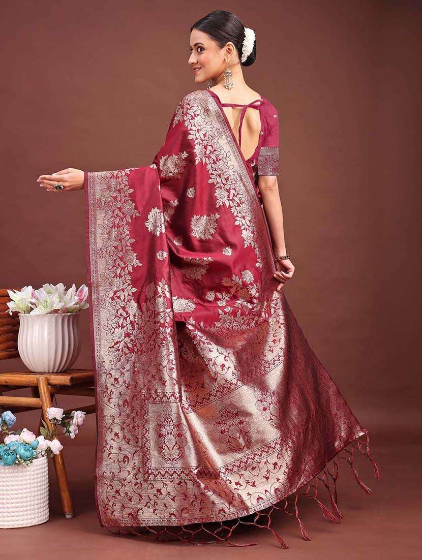 women self design banarasi saree with blouse - 22408134 -  Standard Image - 3