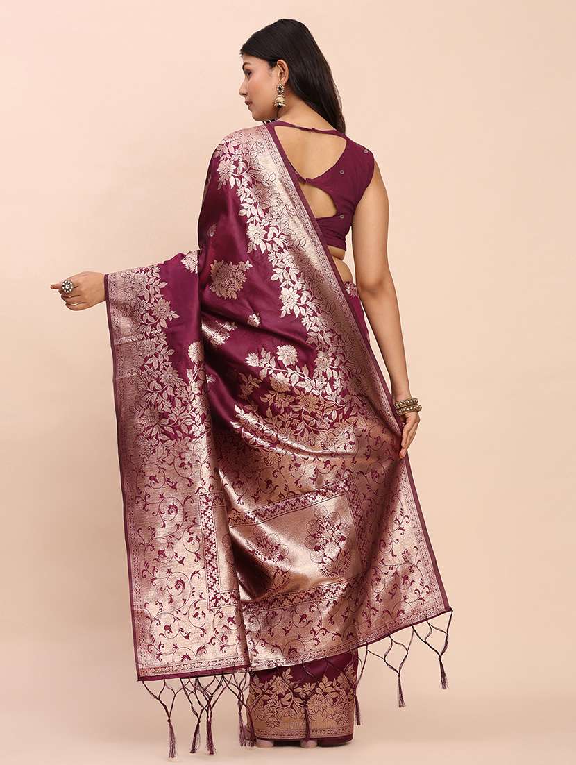 women self design banarasi saree with blouse - 22408138 -  Standard Image - 3