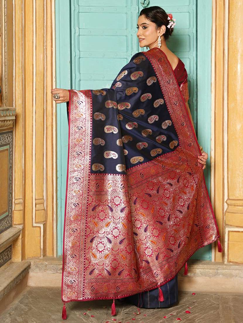 Women Self Design Banarasi Saree With Blouse - 22408171 -  Standard Image - 3