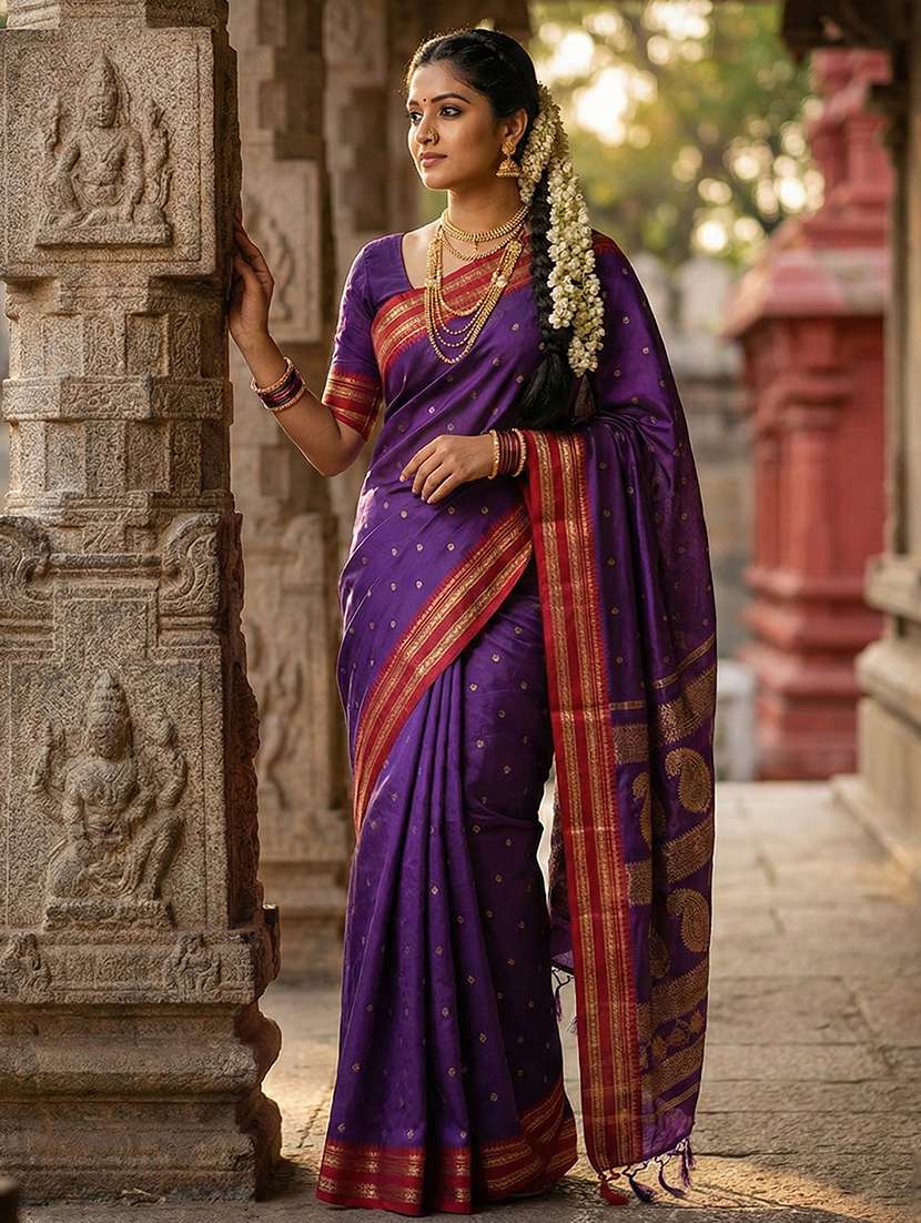 women self design bordered saree with blouse