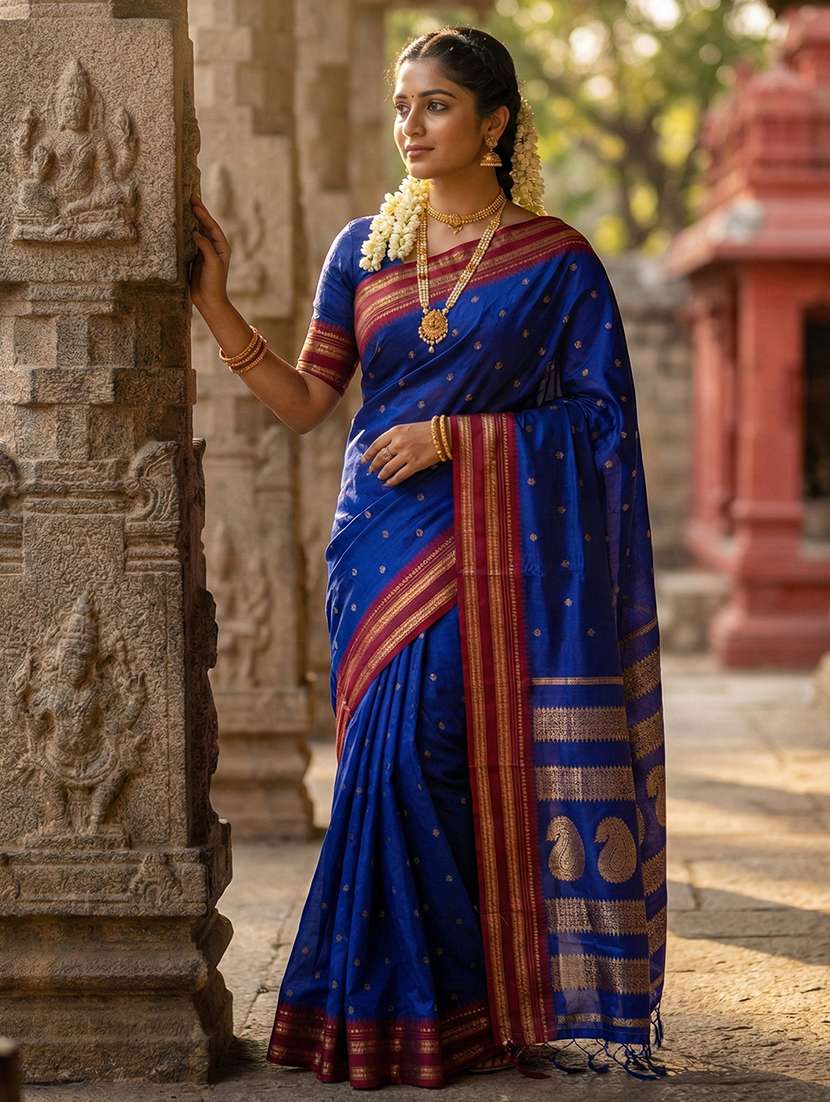 women self design bordered saree with blouse