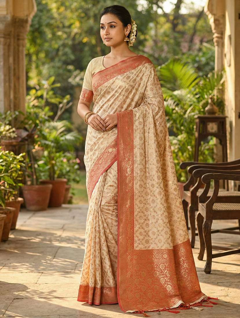 women self design banarasi saree with blouse
