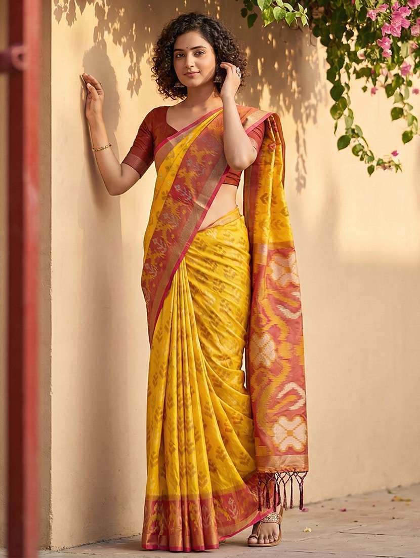 women self design pochampalli saree with blouse - 22408194 -  Standard Image - 3