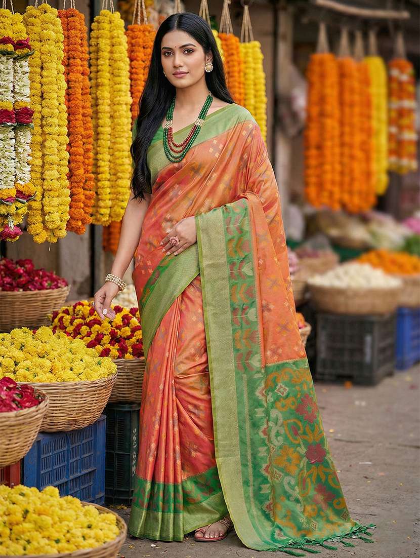 women self design pochampalli saree with blouse