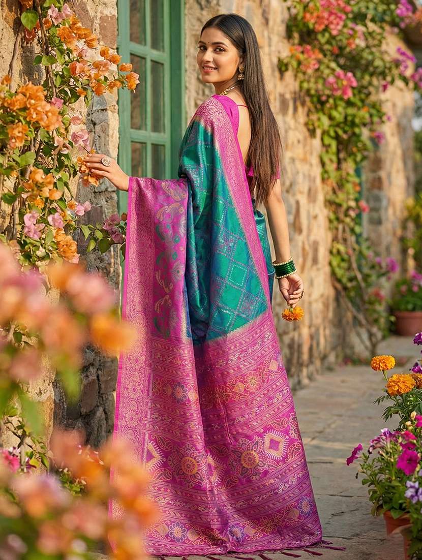 women self design pochampalli saree with blouse - 22408208 -  Standard Image - 3