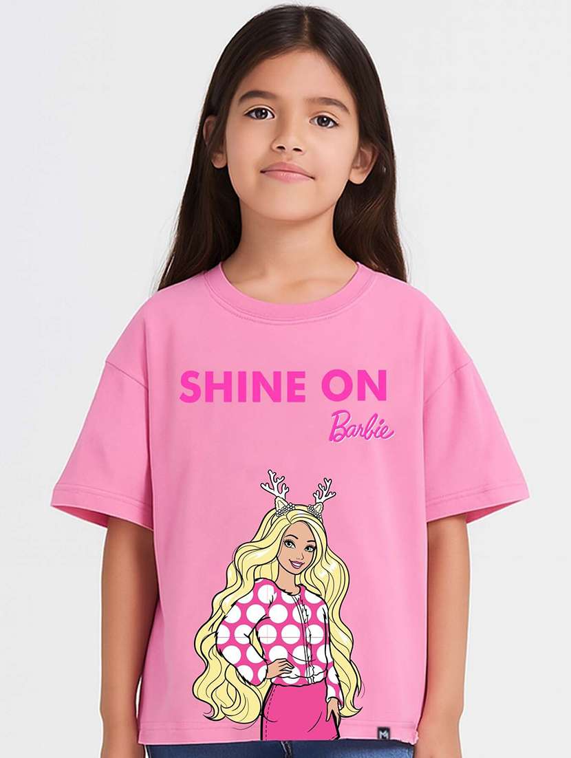 girls printed short sleeve oversized tee