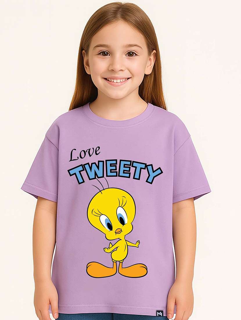 girls printed short sleeve oversized tee