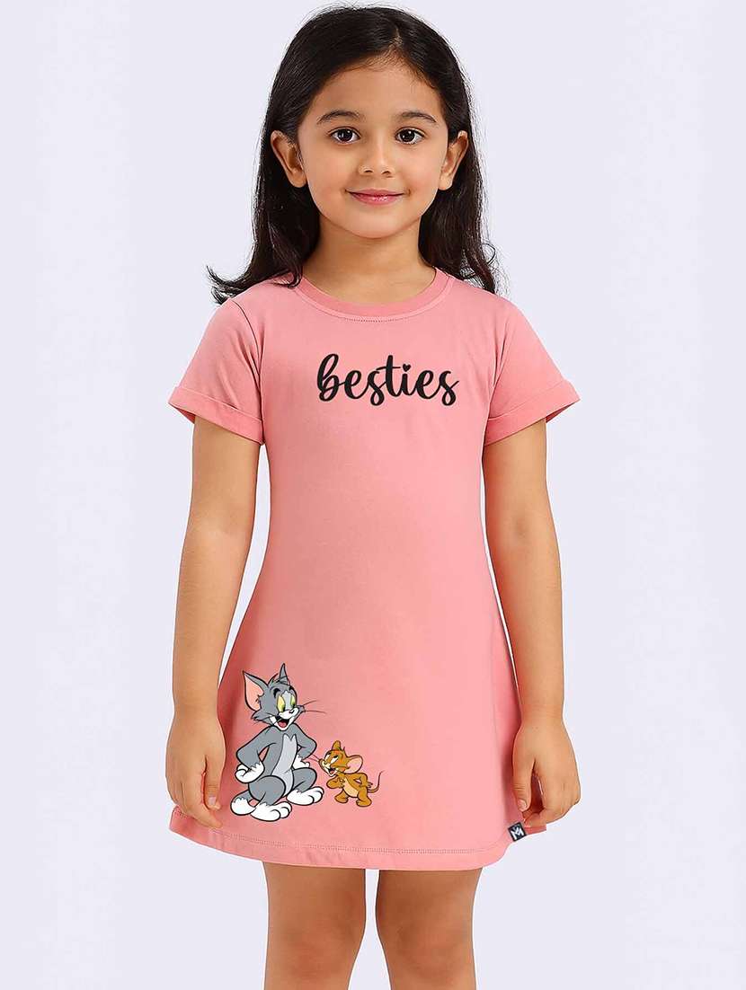 girls printed short sleeve a-line dress