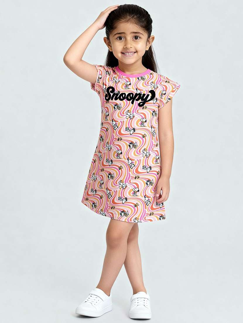 girls printed short sleeve a-line dress
