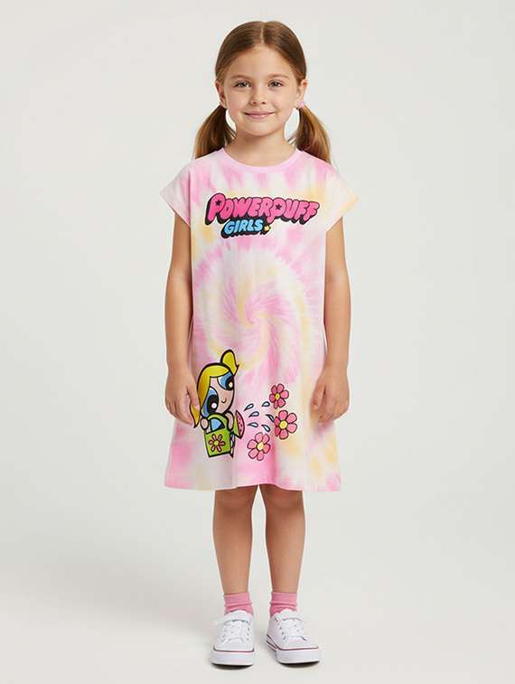 girls printed short sleeve a-line dress