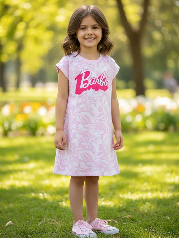 girls printed short sleeve a-line dress