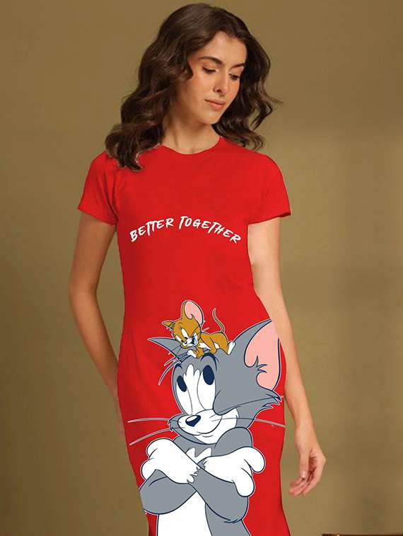 women printed short sleeve t-shirt dress