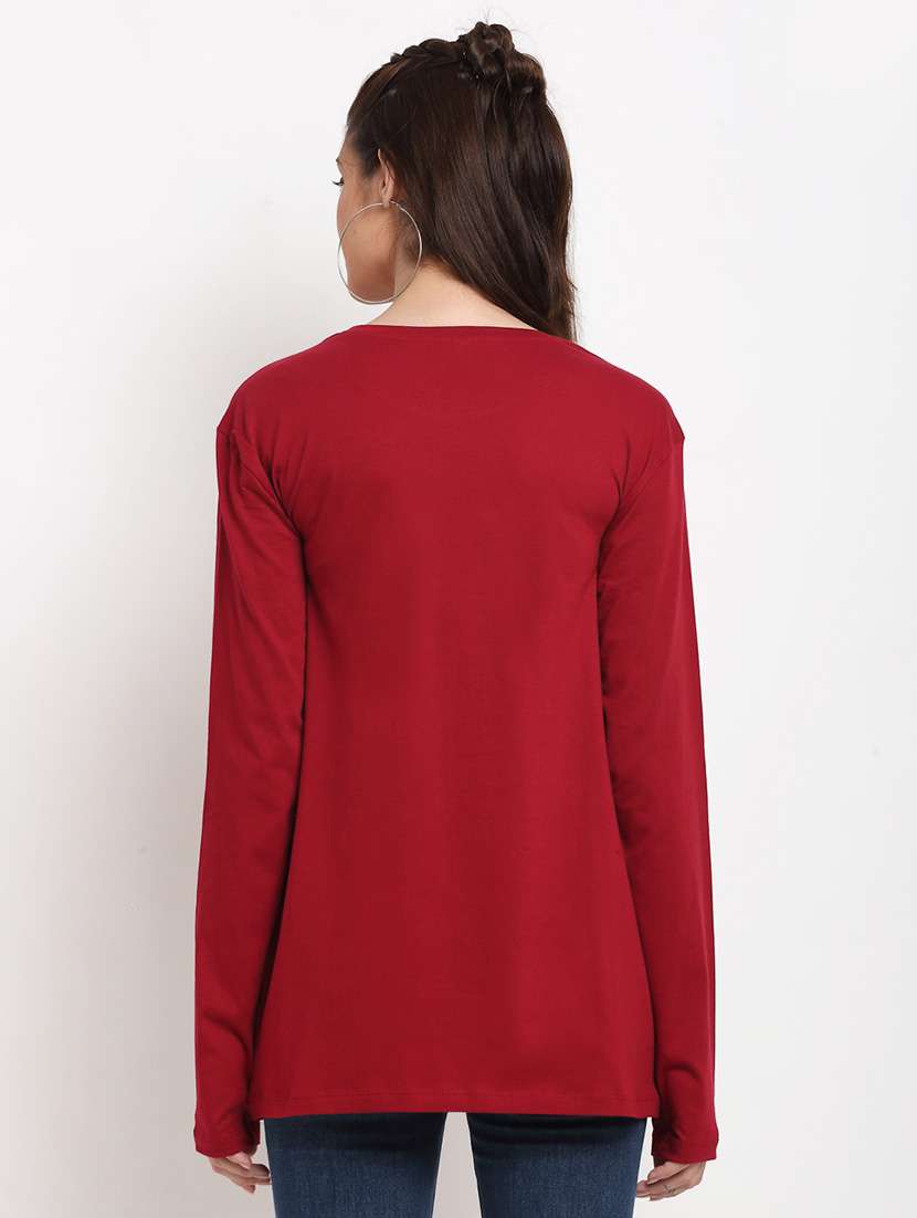 women solid long sleeve t-shirt - 22408604 -  Standard Image - 3