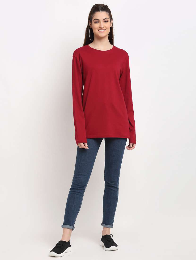women solid long sleeve t-shirt - 22408604 -  Standard Image - 5