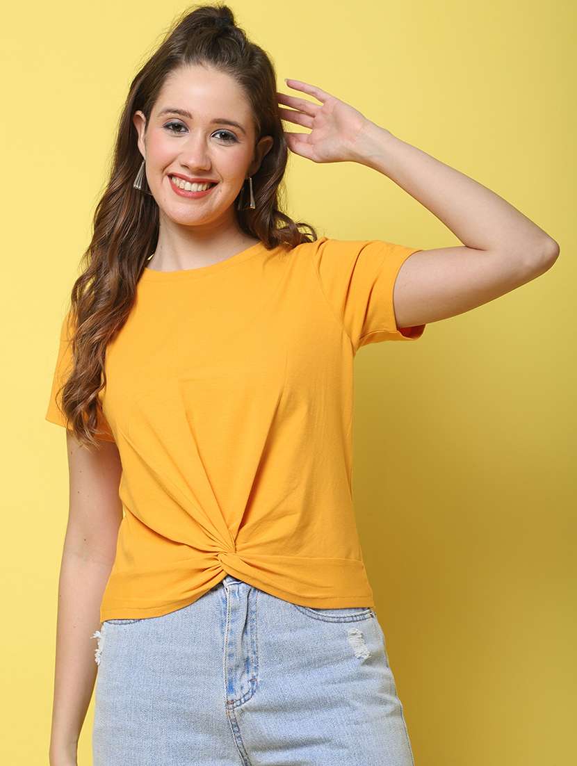 women solid short sleeve regular fit t-shirt - 22408614 -  Standard Image - 3