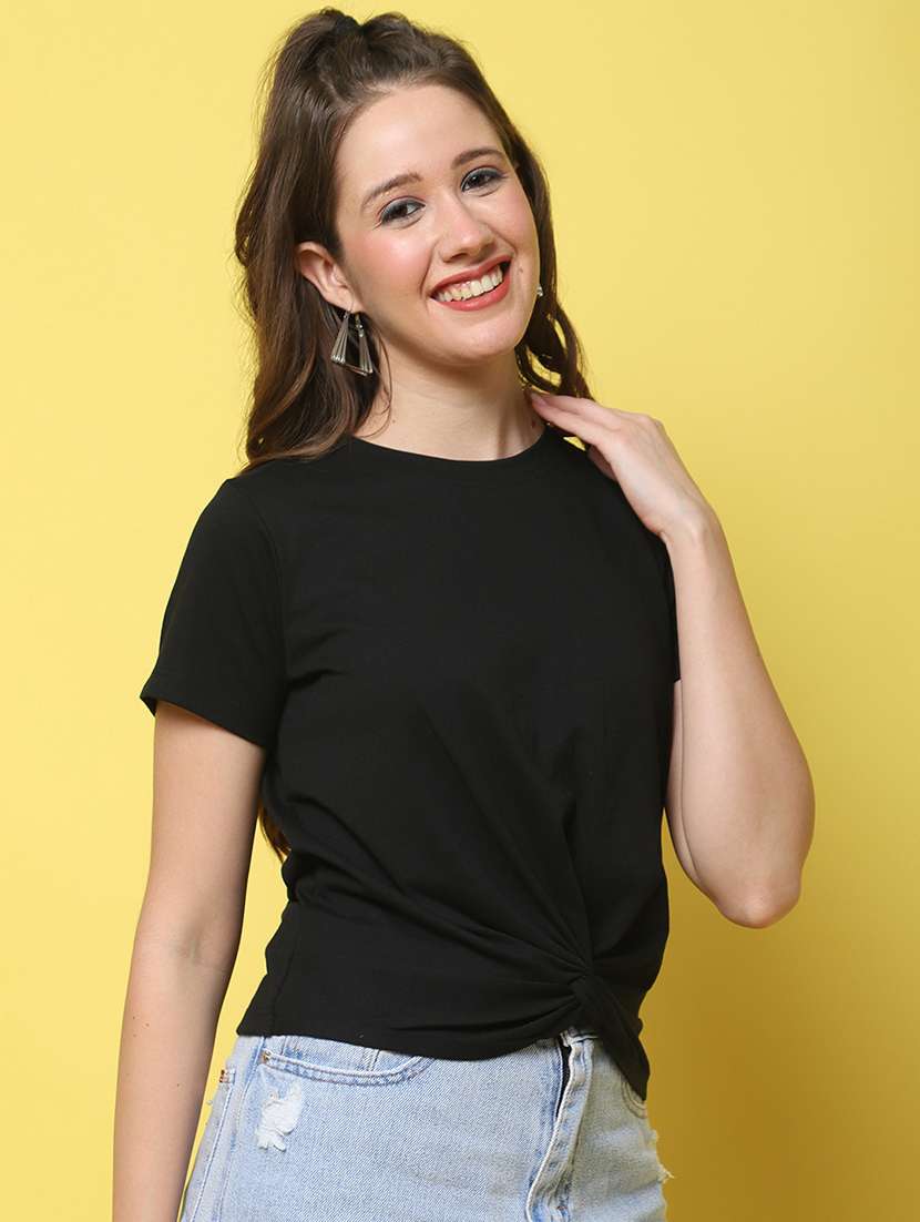 women solid short sleeve regular fit t-shirt - 22408615 -  Standard Image - 3