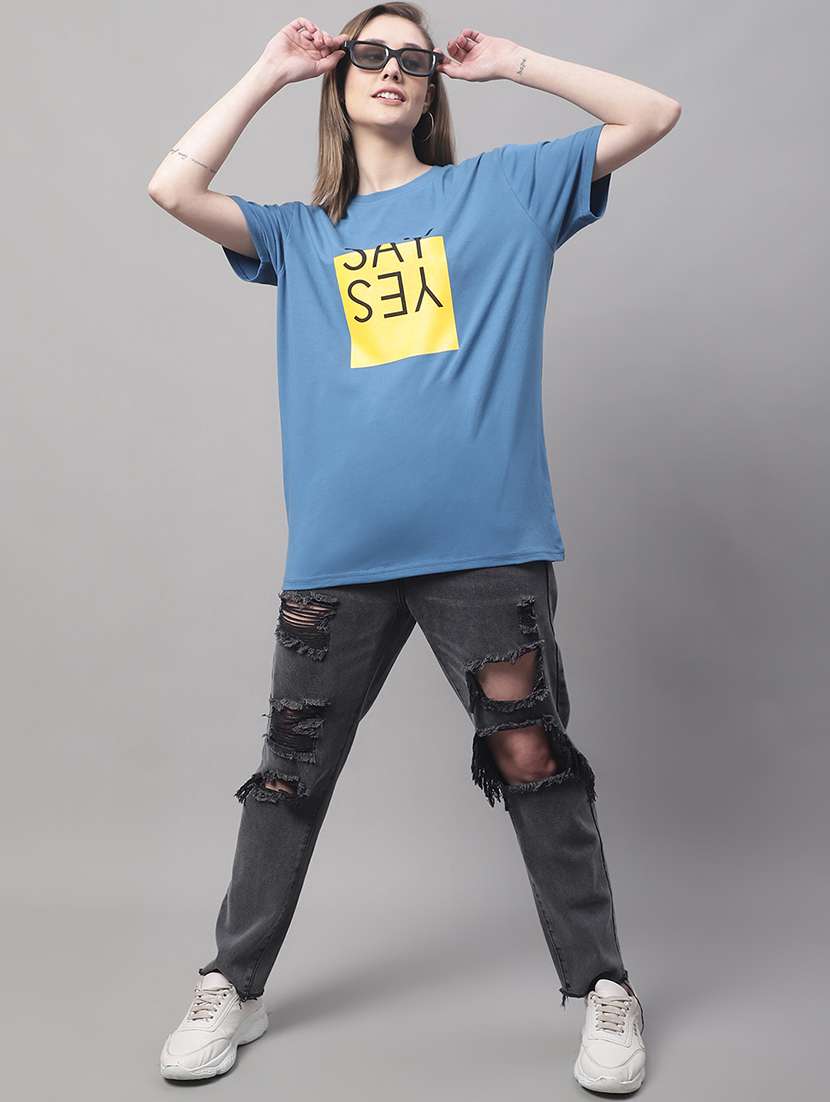 women printed short sleeve oversized t-shirt - 22408657 -  Standard Image - 5