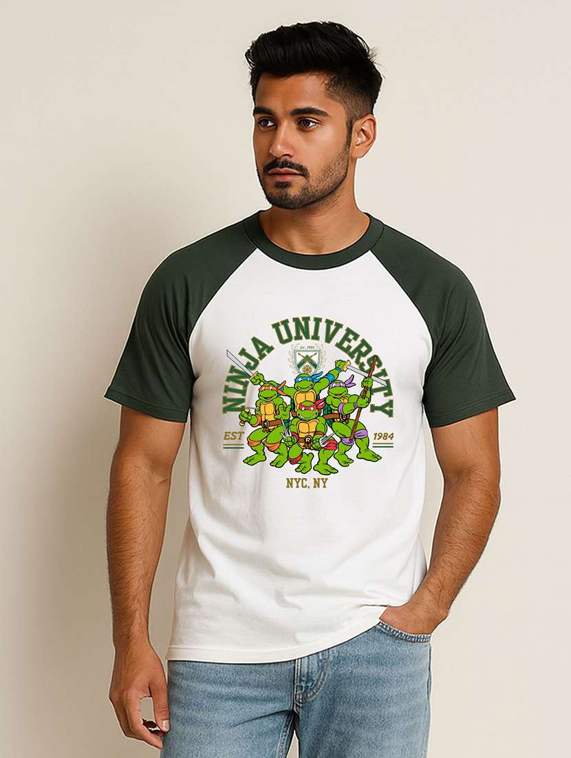 men printed raglan sleeve regular fit t-shirt