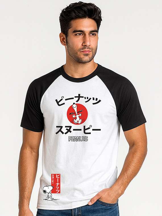 men printed raglan sleeve regular fit t-shirt