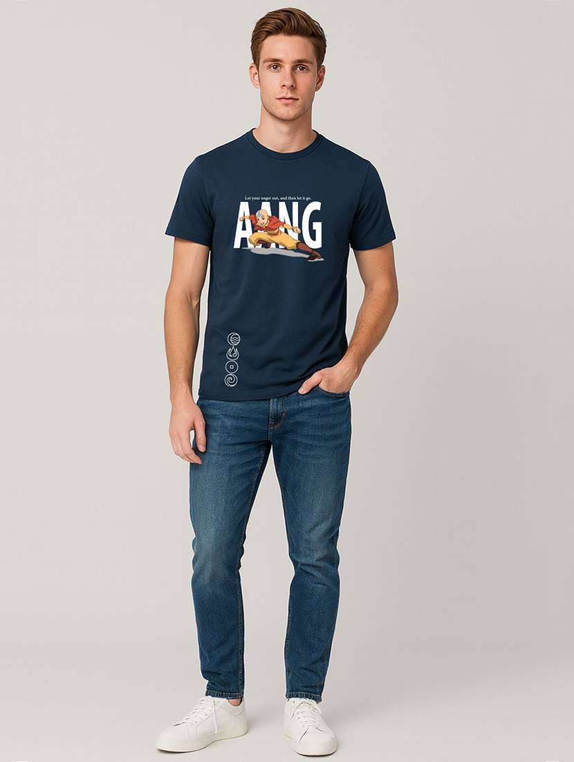 navy blue cotton chest print tshirt - 22408756 -  Standard Image - 3
