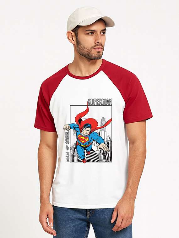 men printed raglan sleeve regular fit t-shirt