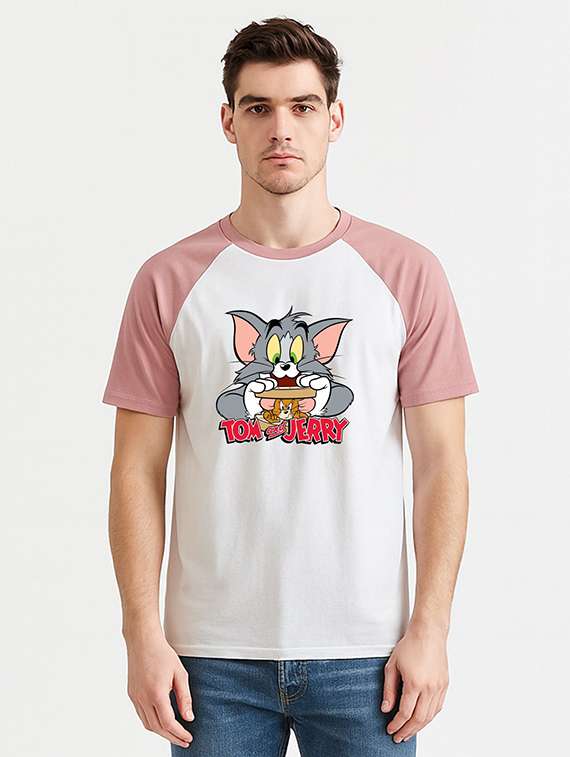 men printed raglan sleeve regular fit t-shirt
