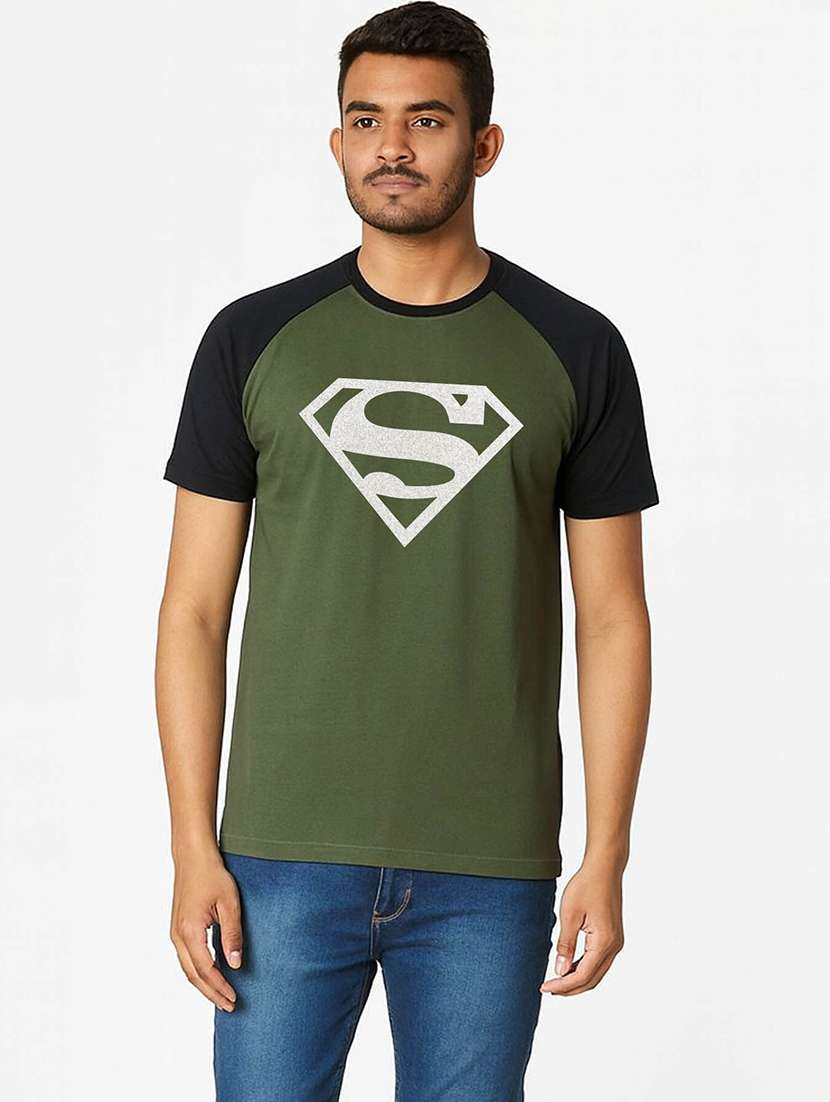 men printed raglan sleeve regular fit t-shirt