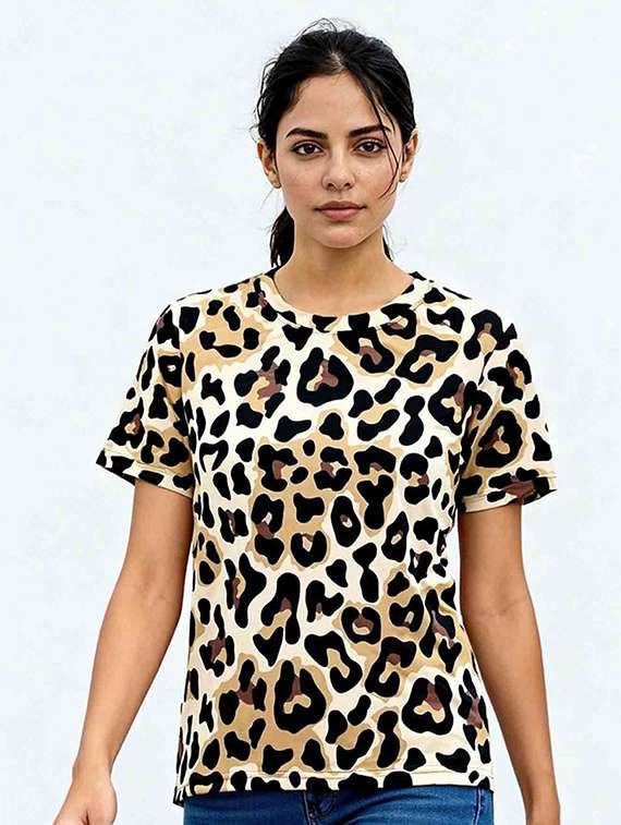 women animal print short sleeve t-shirt
