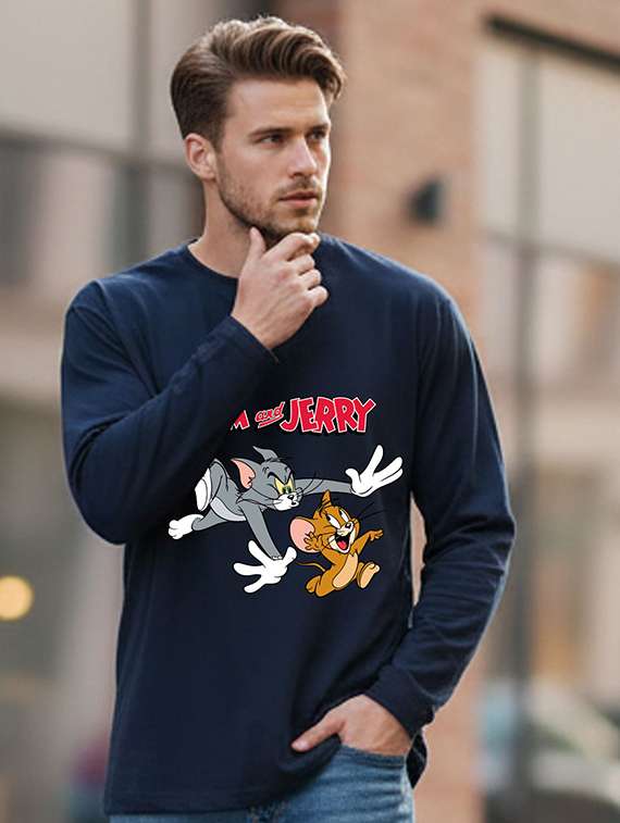 men printed long sleeve regular fit t-shirt