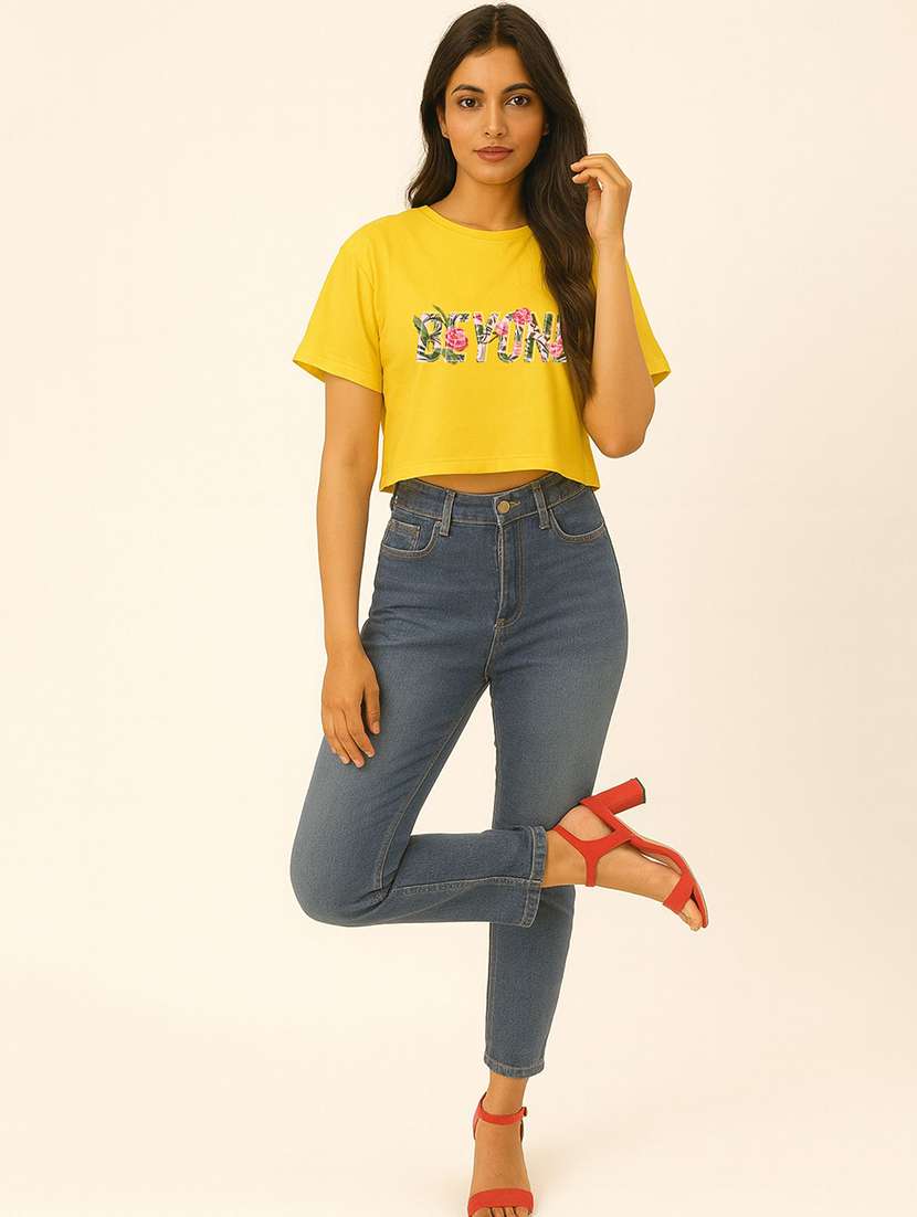 women printed short sleeve crop t-shirt - 22408831 -  Standard Image - 3