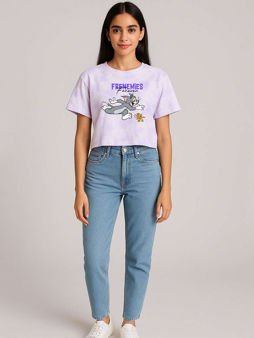 women printed short sleeve crop t-shirt - 22408834 -  Standard Image - 3