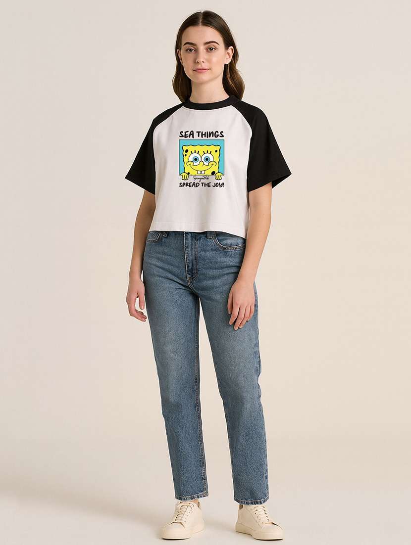 women printed short sleeve crop t-shirt - 22408851 -  Standard Image - 3