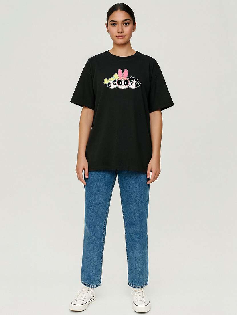 women printed short sleeve oversized t-shirt - 22408885 -  Standard Image - 3