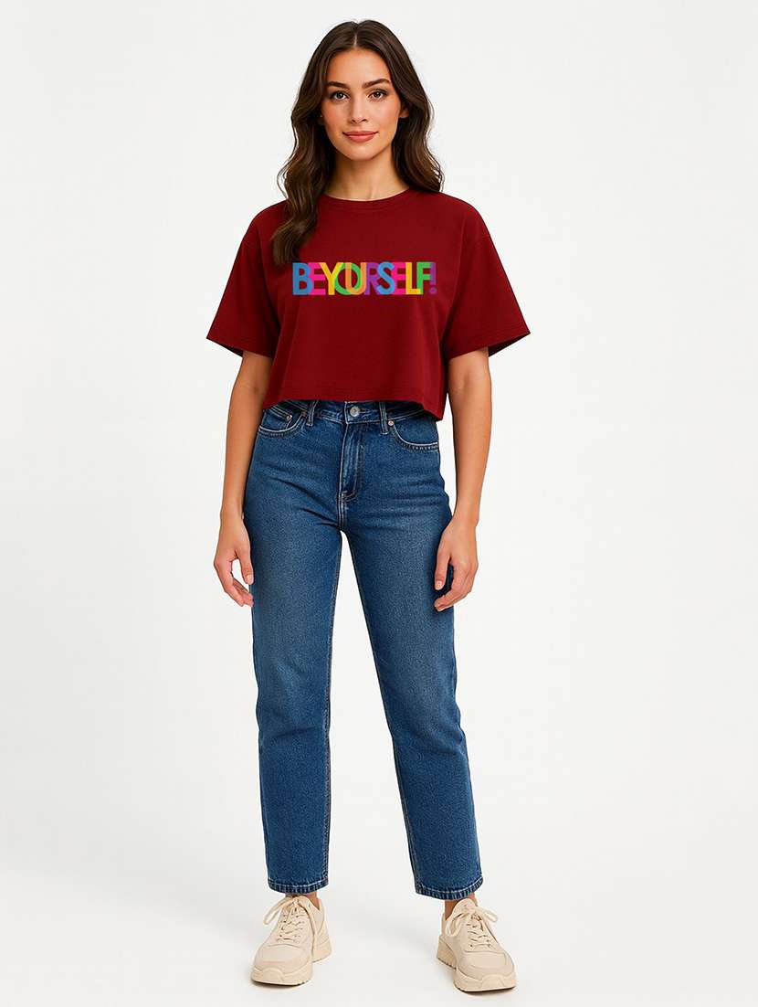 women printed short sleeve crop t-shirt - 22408893 -  Standard Image - 3