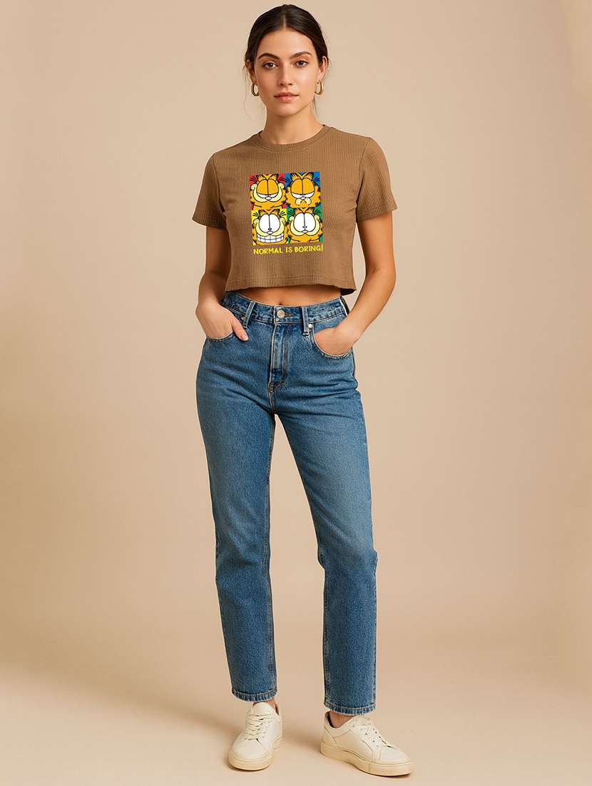 women printed short sleeve crop t-shirt - 22408905 -  Standard Image - 3