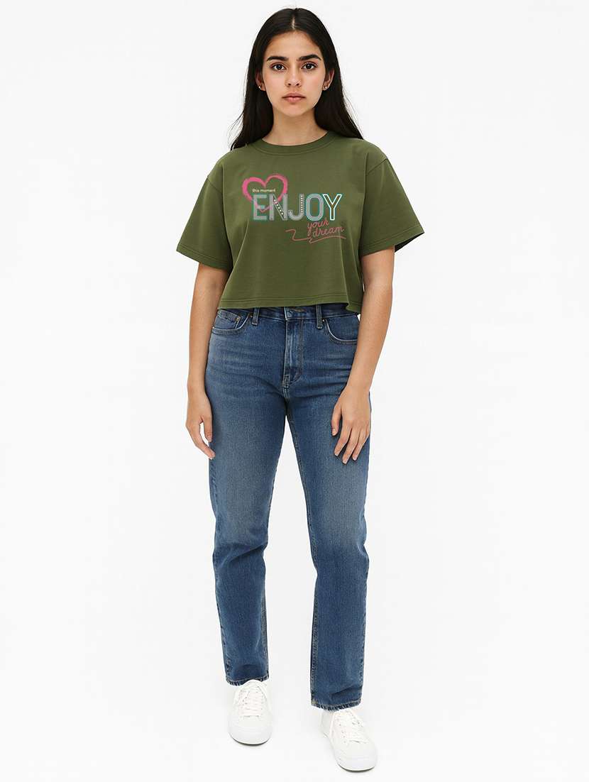 women printed short sleeve crop t-shirt - 22408912 -  Standard Image - 3