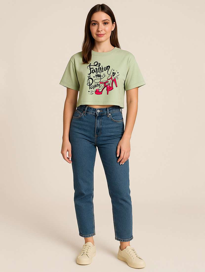 women printed short sleeve crop t-shirt - 22408913 -  Standard Image - 3