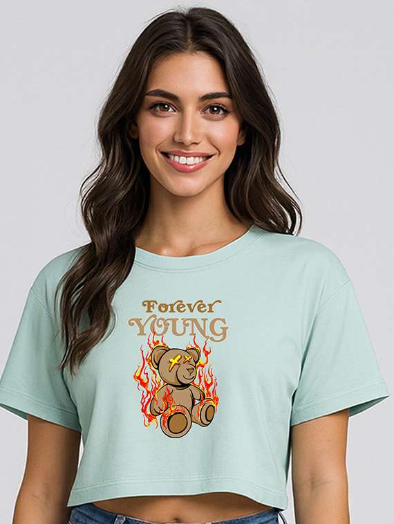 women printed short sleeve crop t-shirt