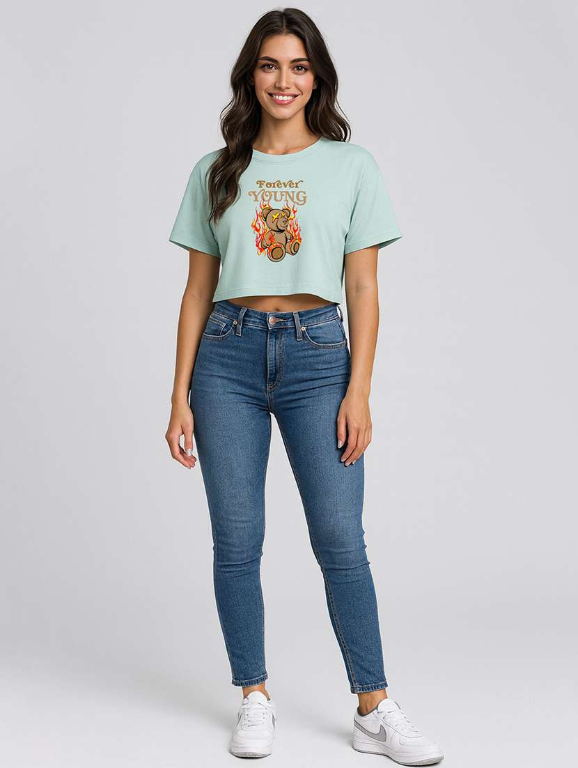 women printed short sleeve crop t-shirt - 22408941 -  Standard Image - 3